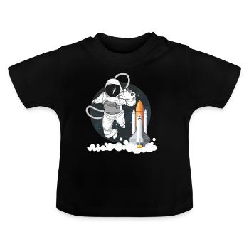Astronaute dans l'espace - T-shirt bio col rond Bébé - noir - Devant