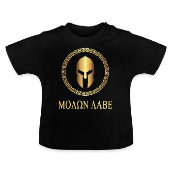 Sparta - molon labe - GOLD - Baby Bio-T-Shirt mit Rundhals - Schwarz - Vorne
