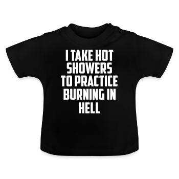 Je prends des douches citation drôle - T-shirt bio col rond Bébé - noir - Devant