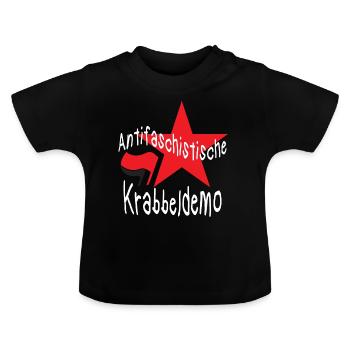 BABY ANTIFASCHISTISCH LINKE ZECKE NACHWUCHS - Baby Bio-T-Shirt mit Rundhals - Schwarz - Vorne