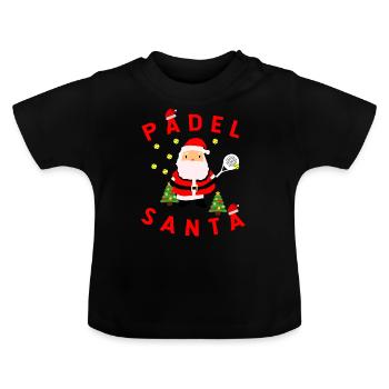 Tennis Padel Père Noël - T-shirt bio col rond Bébé - noir - Devant