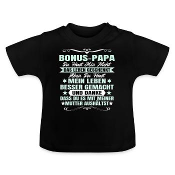 Stiefpapa Bonus Papa Vatertag Stiefvater Männertag - Baby Bio-T-Shirt mit Rundhals - Schwarz - Vorne