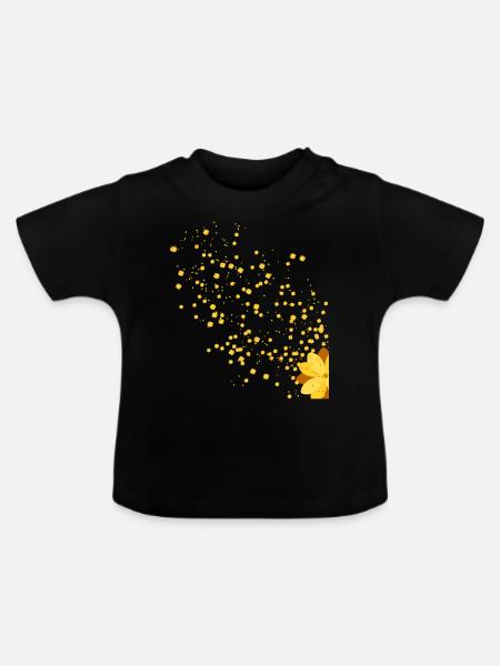 gelbe Blume - Baby Bio-T-Shirt mit Rundhals - Schwarz