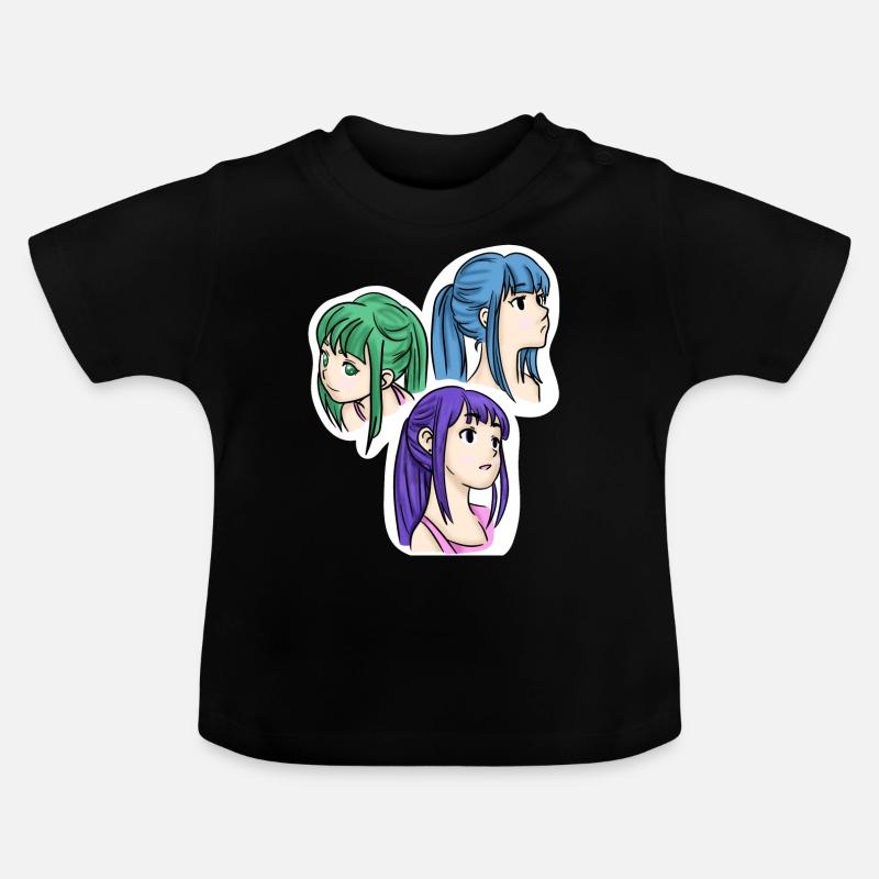 Les triplés 💚💜💙 - T-shirt bio col rond Bébé - noir