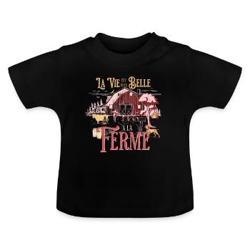 Fermière La Vie a la Ferme Agriculture - T-shirt bio col rond Bébé - noir - Devant