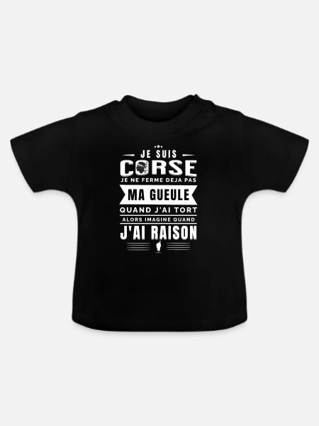 Corse - Je Suis Corse, Je Ferme Pas Ma Gueule - T-shirt bio col rond Bébé - noir