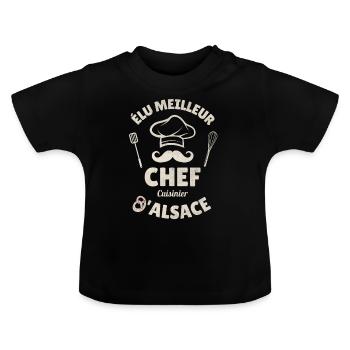 Alsace, Chef Cuisinier - Cuisine Alsacienne Humour - T-shirt bio col rond Bébé - noir - Devant