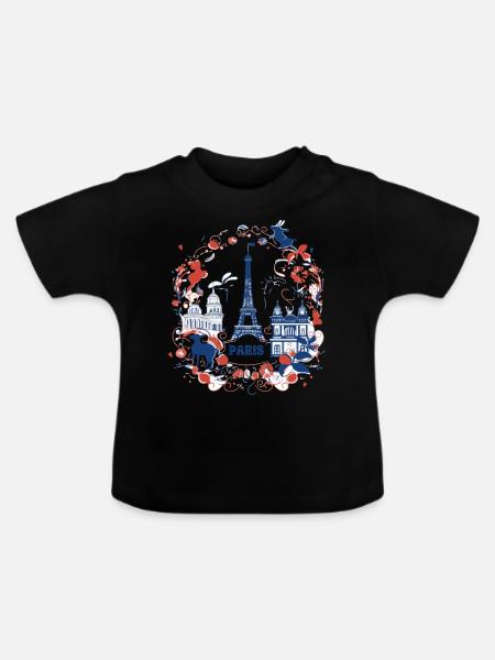 PARIS Hauptstadt - Baby Bio-T-Shirt mit Rundhals - Schwarz