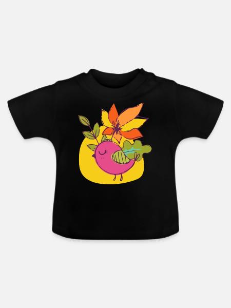Vogel - Baby Bio-T-Shirt mit Rundhals - Schwarz