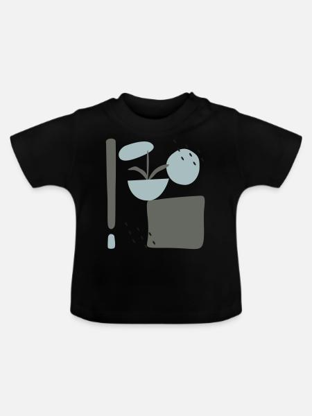 Abstraktes Design mit Blumen - Baby Bio-T-Shirt mit Rundhals - Schwarz