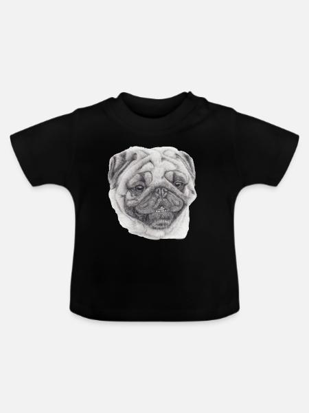 Mops Mops 2 - Baby Bio-T-Shirt mit Rundhals - Schwarz