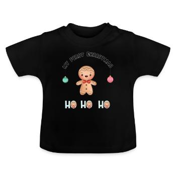 My first Christmas - Baby Bio-T-Shirt mit Rundhals - Schwarz - Vorne