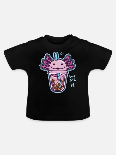 Axolotl Bubble Tee - Baby Bio-T-Shirt mit Rundhals - Schwarz
