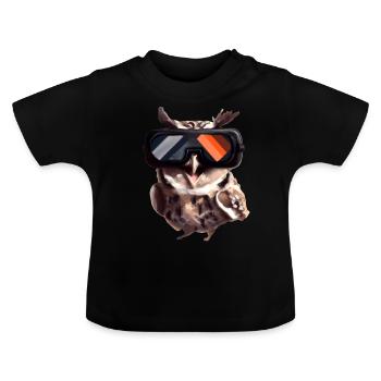 Owl_ 05 - T-shirt bio col rond Bébé - noir - Devant