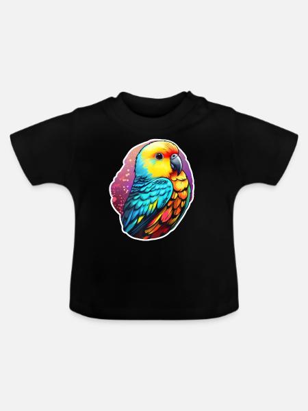 Sittich Fantasie - Baby Bio-T-Shirt mit Rundhals - Schwarz