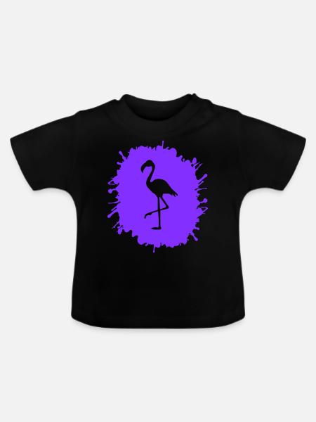 flamingo splatter - Baby Bio-T-Shirt mit Rundhals - Schwarz