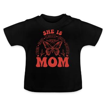 Elle est maman - T-shirt bio col rond Bébé - noir - Devant