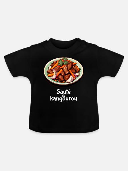 Känguru-Pfanne - Klartext - Baby Bio-T-Shirt mit Rundhals - Schwarz