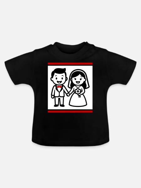 Ehepaar Hochzeit - Baby Bio-T-Shirt mit Rundhals - Schwarz