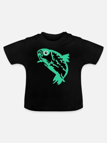 Forelle / Trout (3c) - Baby Bio-T-Shirt mit Rundhals - Schwarz