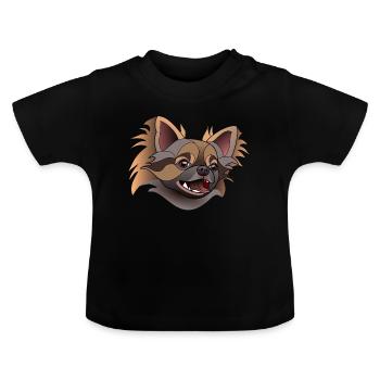 Chihuahua poil long - T-shirt bio col rond Bébé - noir - Devant