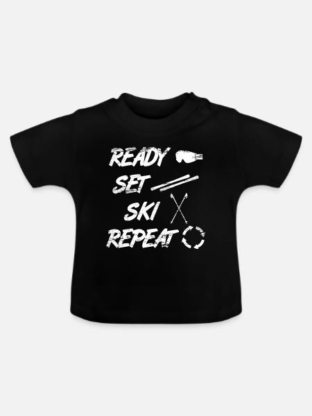 Spruch Skifahrer - Baby Bio-T-Shirt mit Rundhals - Schwarz