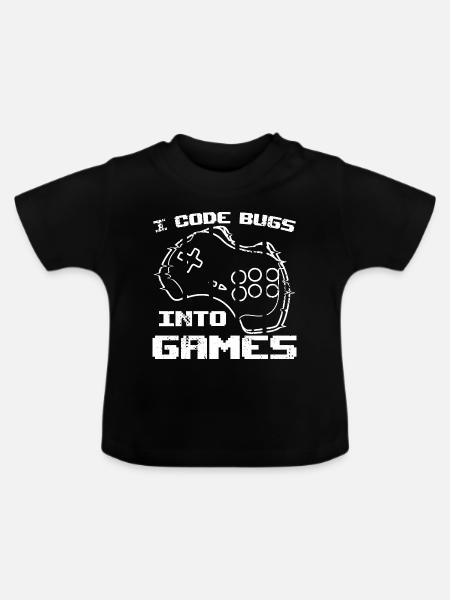 Ich programmiere Bugs in Videospiele - Baby Bio-T-Shirt mit Rundhals - Schwarz