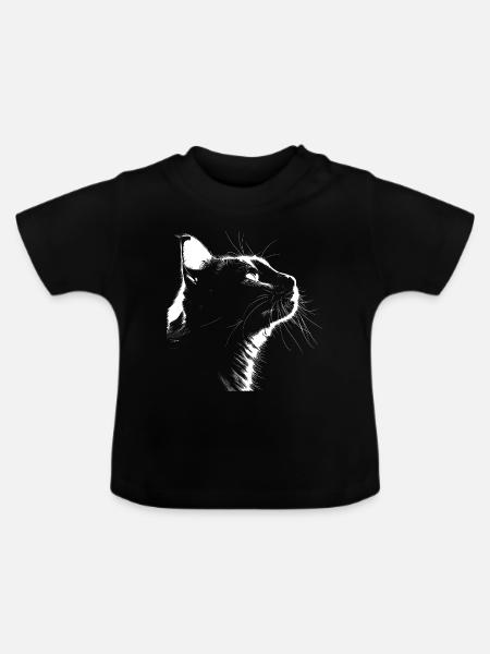 Silhouette Katze - Baby Bio-T-Shirt mit Rundhals - Schwarz