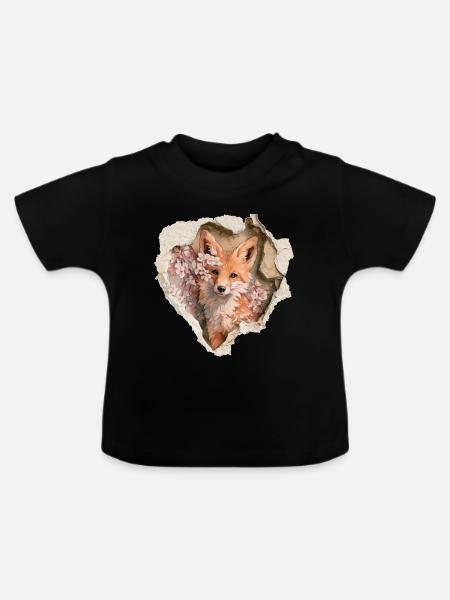 Fuchs - Baby Bio-T-Shirt mit Rundhals - Schwarz