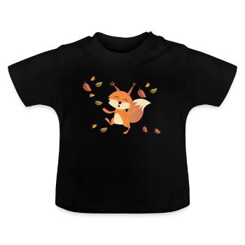 Sammy l’Écureuil - T-shirt bio col rond Bébé - noir - Devant
