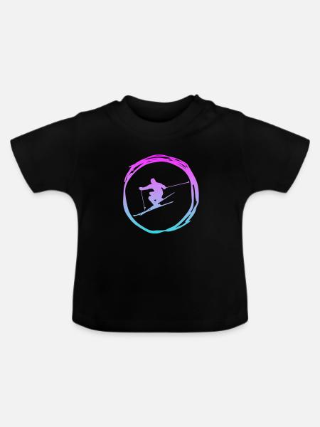Ski, skiing, ski fahren - Baby Bio-T-Shirt mit Rundhals - Schwarz