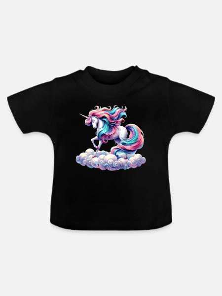 Mythisches Einhorn - Baby Bio-T-Shirt mit Rundhals - Schwarz