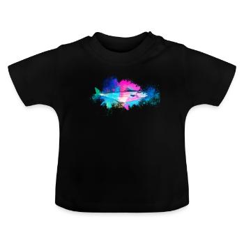 Fisch Köhler farbenfroh - Baby Bio-T-Shirt mit Rundhals - Schwarz - Vorne