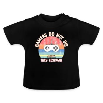 Gamer sterben nicht, sie respawnen - Vintage Retro - Baby Bio-T-Shirt mit Rundhals - Schwarz - Vorne