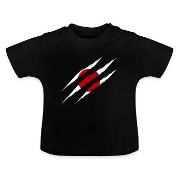 Japan Flag Scratch Cut - Baby Organic T-Shirt with Round Neck - black - Front