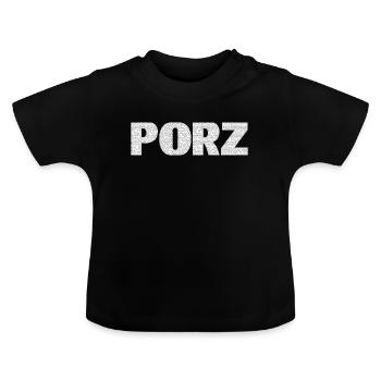 Porz districts White font - Baby Organic T-Shirt with Round Neck - black - Front
