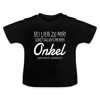 lustiger Spruch Onkel Patenonkel - Baby Bio-T-Shirt mit Rundhals - Schwarz - Vorne