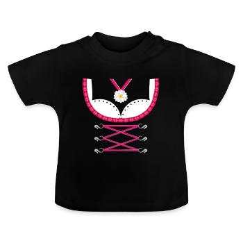 Dirndl Pink - Baby Bio-T-Shirt mit Rundhals - Schwarz - Vorne