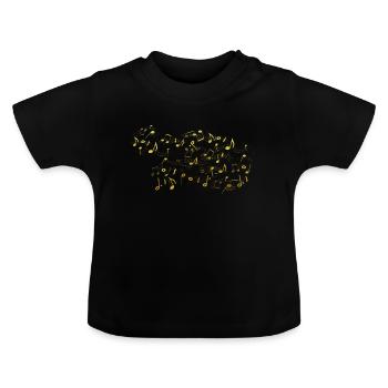 Musiknoten - Baby Bio-T-Shirt mit Rundhals - Schwarz - Vorne