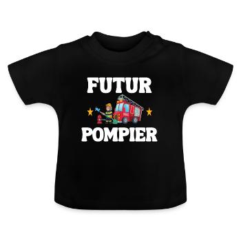 Futur Pompier Cadeau Enfant Cadeau Bebe - T-shirt bio col rond Bébé - noir - Devant