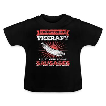 Saucisses viande - T-shirt bio col rond Bébé - noir - Devant