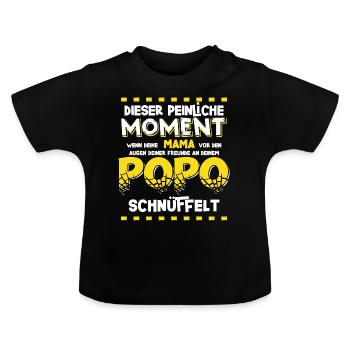 Funny Baby Romper [2022] - « Sniff Popo » - T-shirt bio col rond Bébé - noir - Devant