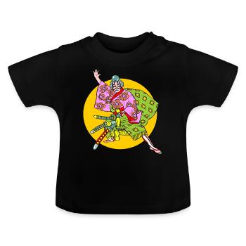 samurai - Baby Organic T-Shirt with Round Neck - black - Front