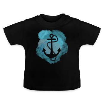 Anker-Aquarell - Baby Bio-T-Shirt mit Rundhals - Schwarz - Vorne
