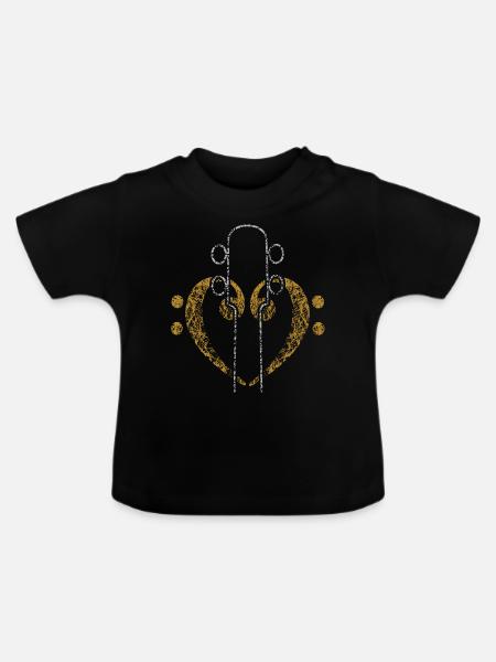 Bass Keys and Bass Guitar - Baby Organic T-Shirt with Round Neck - black