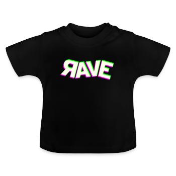 rave dj raver techno dubstep acid house party edm - Baby Organic T-Shirt with Round Neck - black - Front