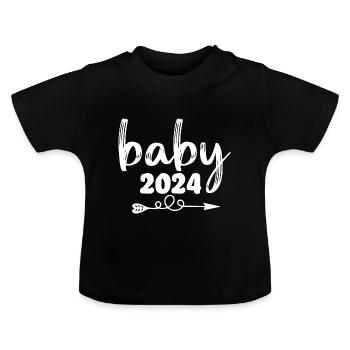 Bébé 2024 Grossesse annonce la naissance du bébé - T-shirt bio col rond Bébé - noir - Devant