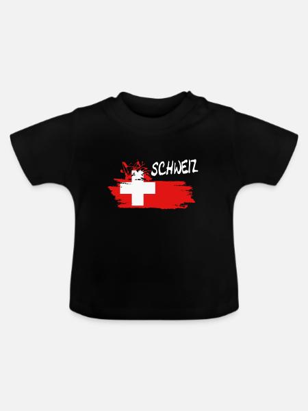 Schweiz Swiss Switzerland - Baby Bio-T-Shirt mit Rundhals - Schwarz