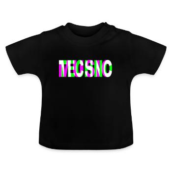 techno music dj raver dubstep edm trance party - Baby Organic T-Shirt with Round Neck - black - Front