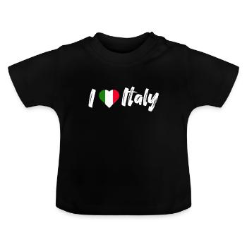 I love Italy Italien Spruch mit Herz Urlaub - Baby Bio-T-Shirt mit Rundhals - Schwarz - Vorne